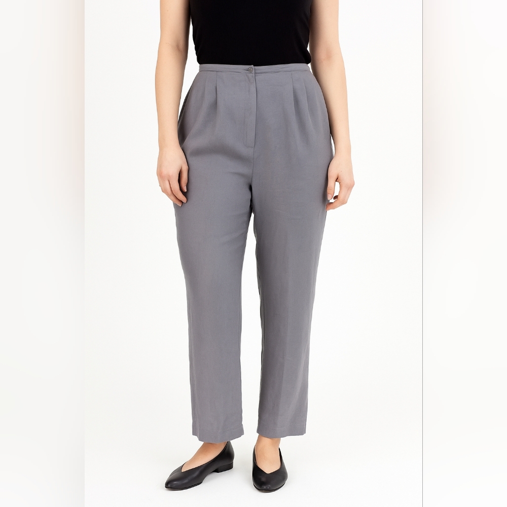 Vintage Y2K Josephine Chaus Studio Silk Linen Blend High Waisted Trousers Size 8